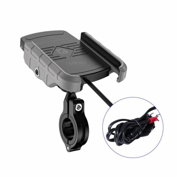 12-24V Cell Phone Holder with Wireless Charger 15W for iPhone Android 4.5-7 Inch  |  Motorcycle Electronics Motorcycle Black/Grey/Red