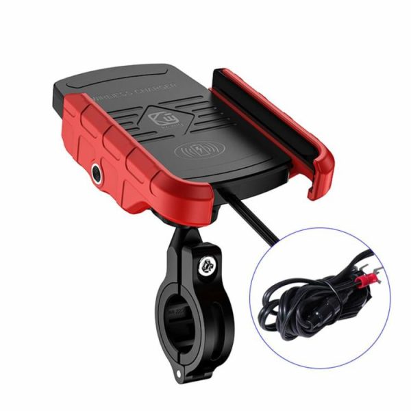 12-24V Cell Phone Holder with Wireless Charger 15W for iPhone Android 4.5-7 Inch  |  Motorcycle Electronics Motorcycle Black/Grey/Red