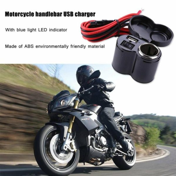 12-24V Motorcycle Scooter Handlebar Clamp Waterproof USB Cigarette Light  |  Motorcycle Electronics Motorcycle Motorcycle Electronics