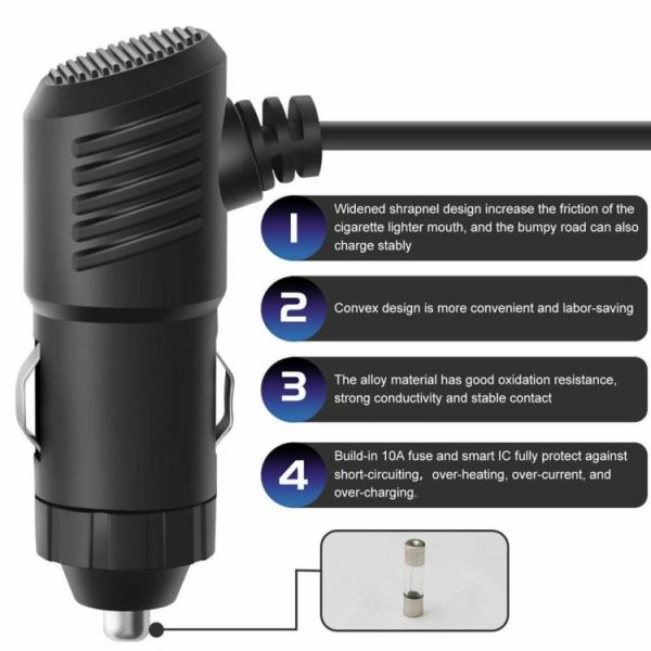 120W Car Cigarette Lighter Socket 12V Cigarette Lighter Splitter for iPhone iPad  |  Car Charger Car Charger Black/White