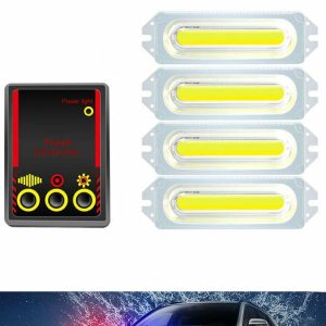 12V 1 to 4 COB 8LED Car Motorcycle Strobe Warning Light Grill Flashing Lamp  |  Motorcycle Lights Motorcycle Blue