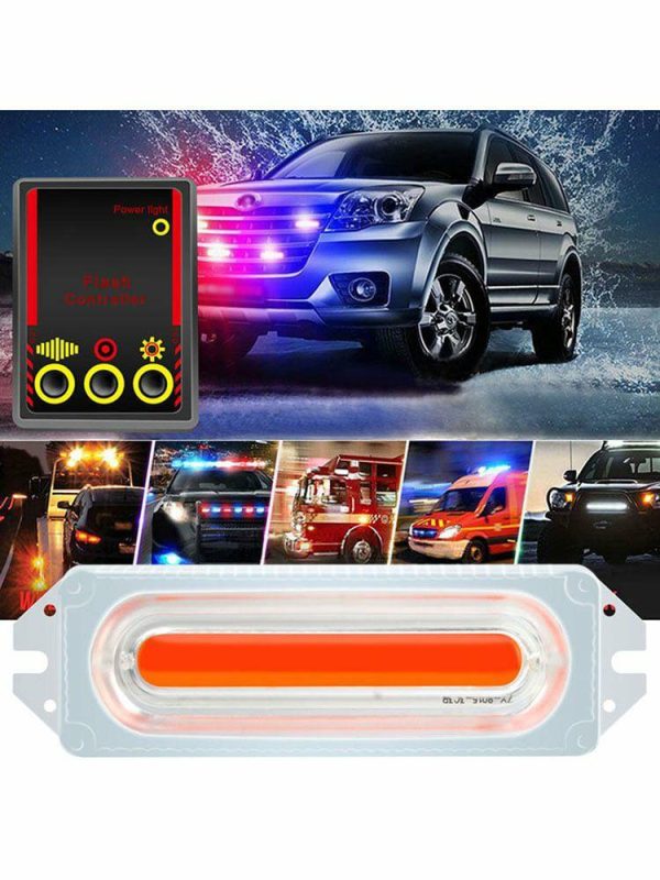 12V 1 to 4 COB 8LED Car Motorcycle Strobe Warning Light Grill Flashing Lamp  |  Motorcycle Lights Motorcycle Blue