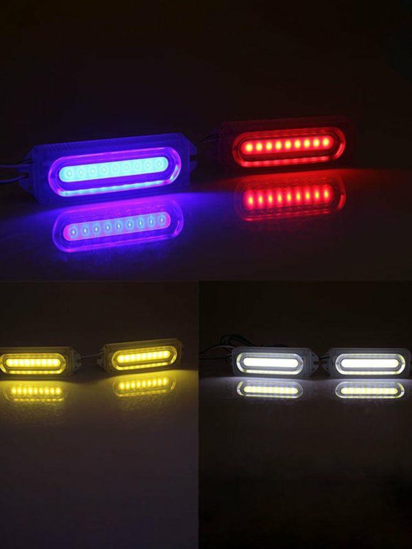 12V 1 to 4 COB 8LED Car Motorcycle Strobe Warning Light Grill Flashing Lamp  |  Motorcycle Lights Motorcycle Blue