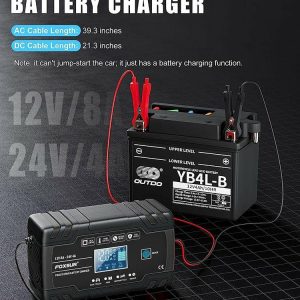 12V 24V 8A Digital Battery Maintainer 3-stage Pulse Repair for Lead-Acid GEL AGM  |  Jump Starter & Inverters Car Electronics Jump Starter & Inverters