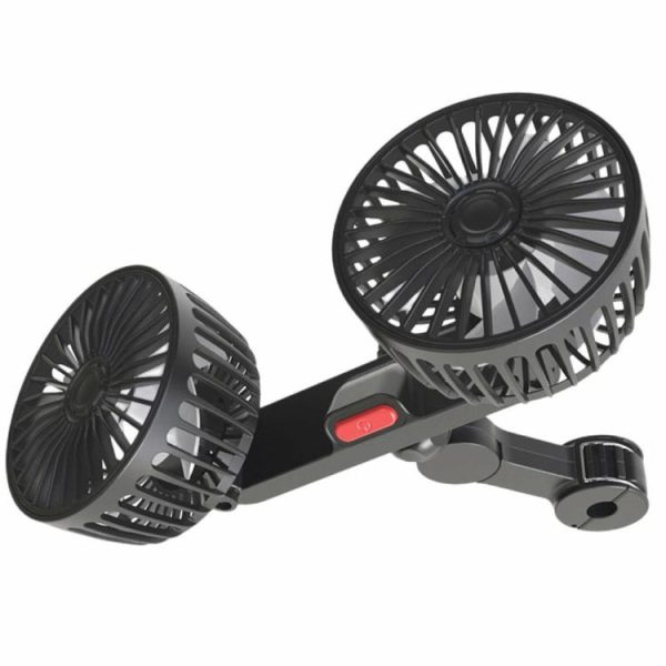 12V 24V Car Seat Back Cooling Fan USB Dual Head Fan 3 Speeds 360 Rotation  |  Car Charger Car Electronics Car Charger