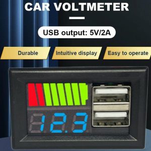 12V Car Voltmeter 5V 2A Battery Capacity Indicator for Vehicle Lead Acid Battery  |  Others Electronics Car Electronics Others Electronics