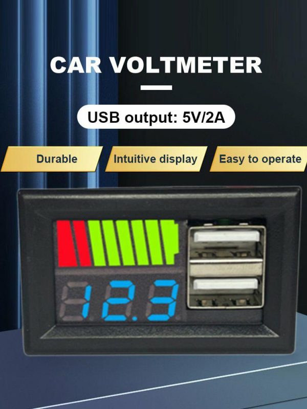 12V Car Voltmeter 5V 2A Battery Capacity Indicator for Vehicle Lead Acid Battery  |  Others Electronics Car Electronics Others Electronics