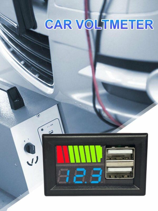 12V Car Voltmeter 5V 2A Battery Capacity Indicator for Vehicle Lead Acid Battery  |  Others Electronics Car Electronics Others Electronics