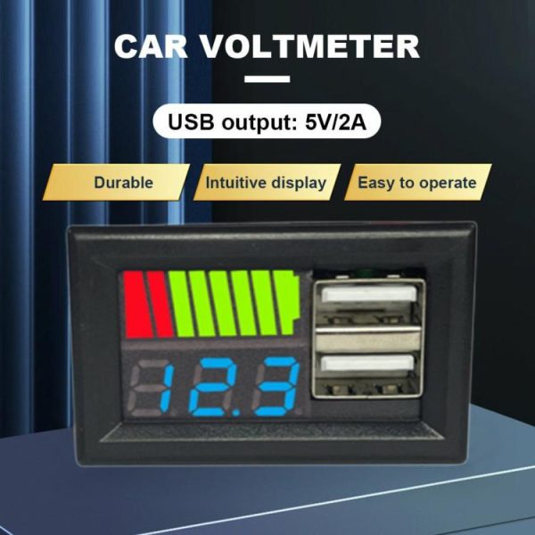 12V Car Voltmeter 5V 2A Battery Capacity Indicator for Vehicle Lead Acid Battery  |  Others Electronics Car Electronics Others Electronics