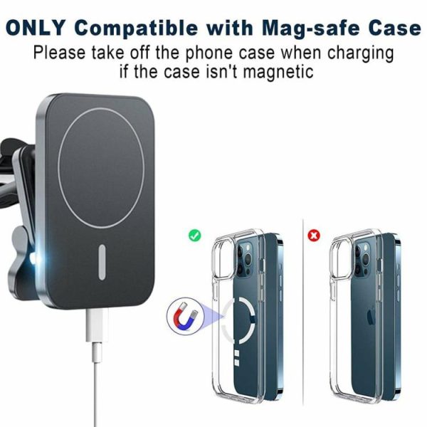 15W Air Vent Magnetic Car Holder Charger 1.5A for iPhone 12 Mini 14 13 12 Series  |  Others Electronics Car Electronics Black