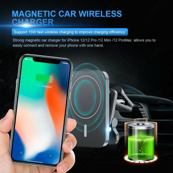 15W Air Vent Magnetic Car Holder Charger 1.5A for iPhone 12 Mini 14 13 12 Series  |  Others Electronics Car Electronics Black