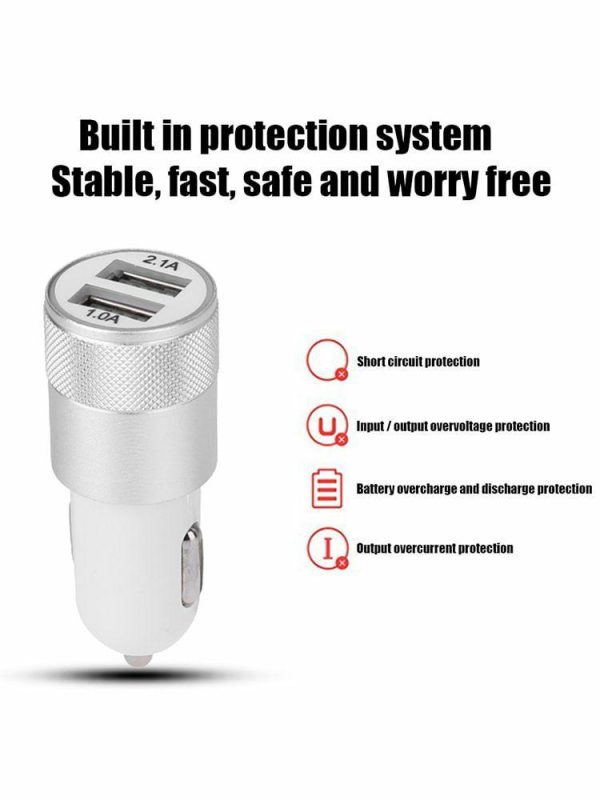 2.1A 1.0A Car Charger Dual USB Metal Car Charger Adapter for Tablet Mobile Phone  |  Car Charger Car Charger Car Charger