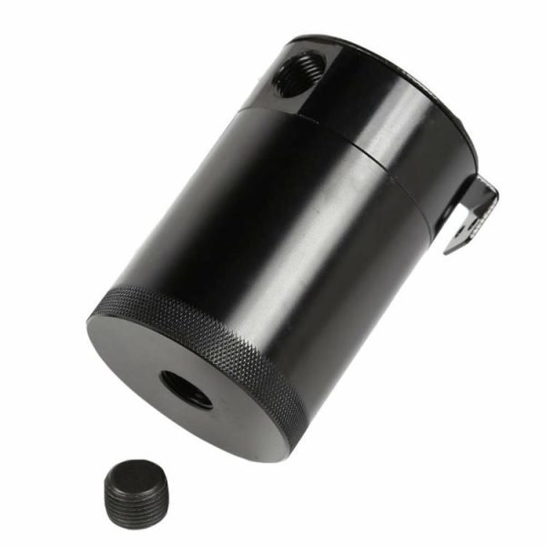 2-Port Baffled Aluminum Alloy Oil Catch Can Tank with Drain Valve Black  |  Others Motorcycle Others