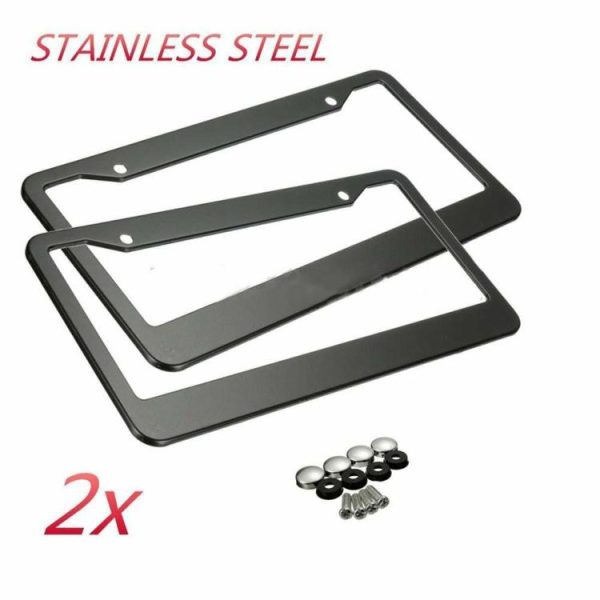 2pcs 12in x 6in Stainless Steel Car Auto License Plate Frame Covers Kit  |  Others Motorcycle Others