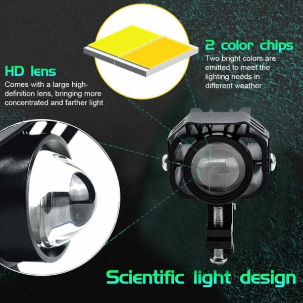 2pcs Headlight for Motorcycle Waterproof Headlight Led Motorcycle for Motorcycle  |  Replacement Parts Motorcycle Black