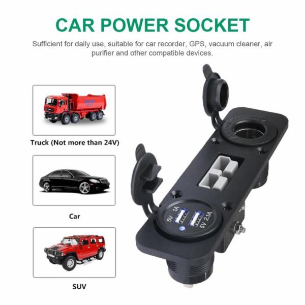 3 in 1 Car Charger Plug 12/24V 50A Car Power Outlet Dual USB Port Quick Charging  |  Others Motorcycle Others