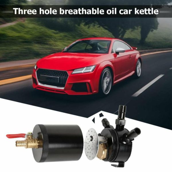 3-Port Baffled Oil Catch Can Tank 2 Inlets 1 Outlet with Drain Valve Black  |  Others Motorcycle Others