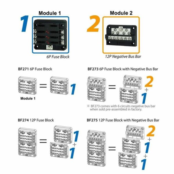 32V Car Marine 12 Way Negative Bus Bar Modular Design for ATP Fuse Blocks  |  Others Motorcycle Others