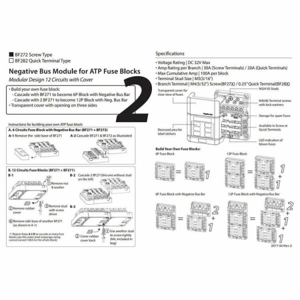 32V Car Marine 12 Way Negative Bus Bar Modular Design for ATP Fuse Blocks  |  Others Motorcycle Others