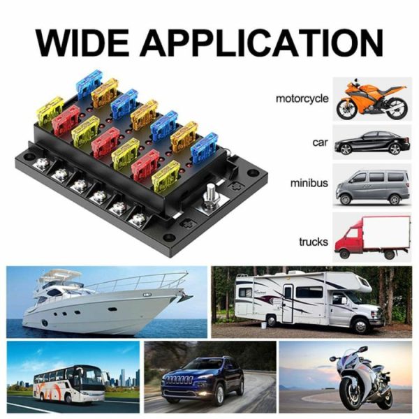 32V DC 12-Way Fuse Box Dual-Use Cover Blade Fuse Block Holder for Car Boat  |  Others Motorcycle Others