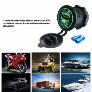 4.2A Car Motorcycle Dual USB Charger Sockets LED Power Plug Outlet Adapter  |  Motorcycle Electronics Car Electronics Motorcycle Electronics