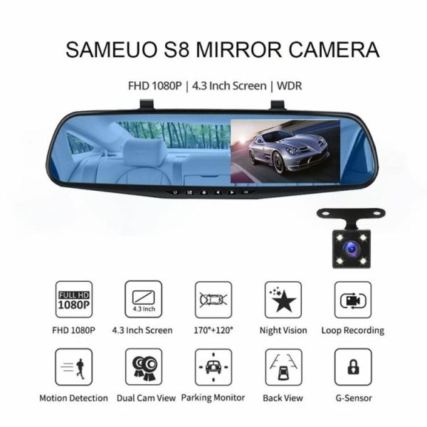 4.3Inch Car DVR HD 1080P Dual Lens Auto Video Camera Night Vision Loop Recording  |  Navigation & Recor Car Electronics Navigation & Recor