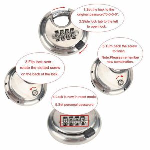 4 Digit Combination Discus Lock Keyless Stainless Steel Disc Padlock 70mm  |  Others Motorcycle Others