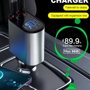 4 in 1 USB Car Fast Charger 86W Type C for Apple USB Charger Socket Power Outlet  |  Car Charger Car Charger Car Charger