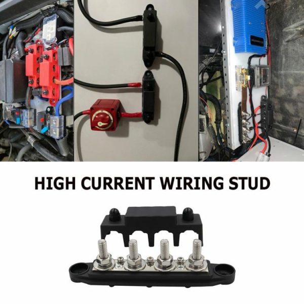 4 Post Power Distribution Block Bus Bar High Current Wiring Stud for RV  |  Others Motorcycle Black/Red