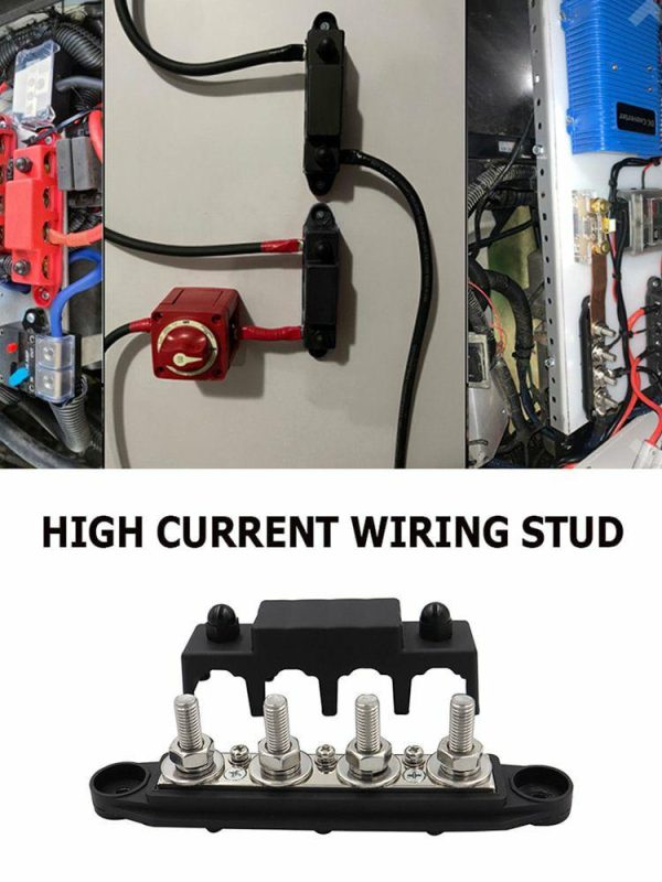 4 Post Power Distribution Block Bus Bar High Current Wiring Stud for RV  |  Others Motorcycle Black/Red