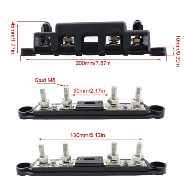 4 Stud Bus Bar Board 48V M6/M8 Busbar Power Case with Cover RV Parts Accessories  |  Others Motorcycle Black/Red