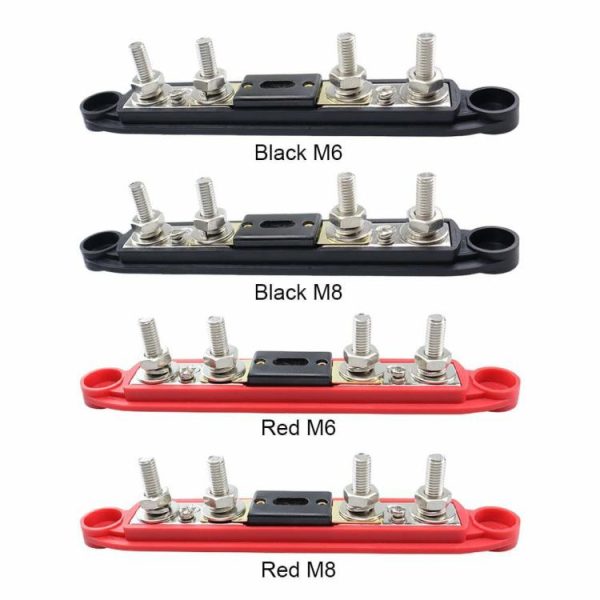 4 Stud Bus Bar Board 48V M6/M8 Busbar Power Case with Cover RV Parts Accessories  |  Others Motorcycle Black/Red