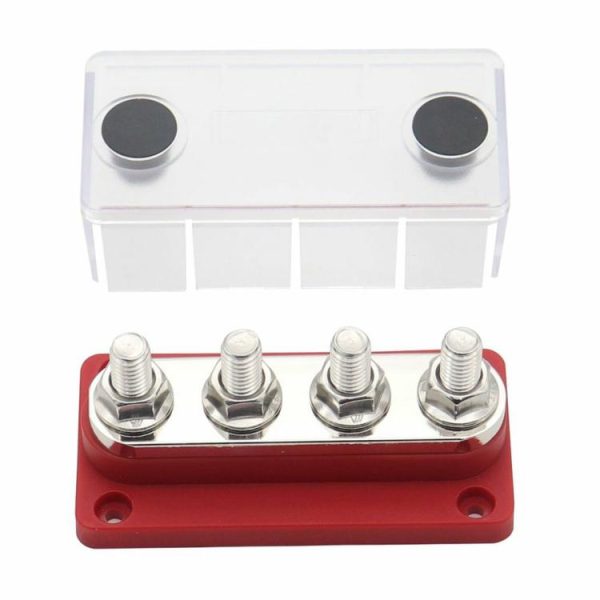 4 Stud Busbar Connection 300A Copper Busbar Connection Black Red for 48V Vehicle  |  Others Motorcycle Black/Red