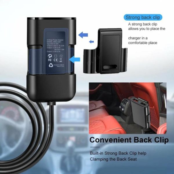 4 USB Port Car Charger 40W 8A Car Phone Charger for Laptop Smartphone PSP Camera  |  Car Charger Car Charger Black