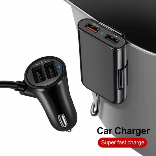 4 USB Port Car Charger 40W 8A Car Phone Charger for Laptop Smartphone PSP Camera  |  Car Charger Car Charger Black