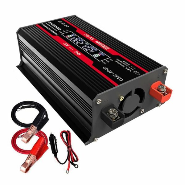 4000W Dual USB Inverter 12V to 110V/220V Charge Converter Car Inverter  |  Jump Starter & Inverters Car Electronics Black/Red