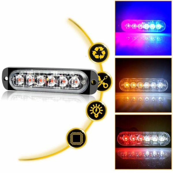 6LED Car Emergency Light 12V -24V Auto Grille Lights for Cars/Motorcycles/Trucks  |  Motorcycle Lights Motorcycle Motorcycle Lights