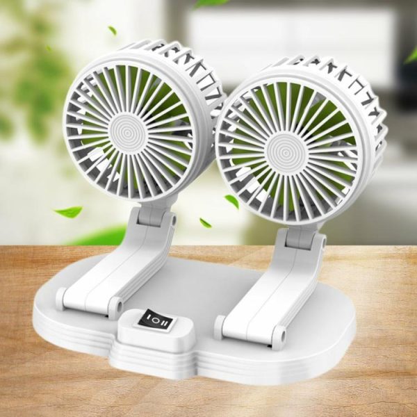 Air Circulator Fan Dual Head Electric Car Circulator Foldable for Auto Household  |  Car Charger Car Charger Black