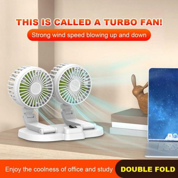 Air Circulator Fan Dual Head Electric Car Circulator Foldable for Auto Household  |  Car Charger Car Charger Black