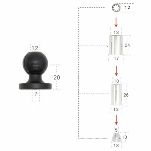 Aluminum Motorcycle Bike Mount Fork Stem Base w/ Ball Head for RAM Mount  |  Replacement Parts Motorcycle Replacement Parts