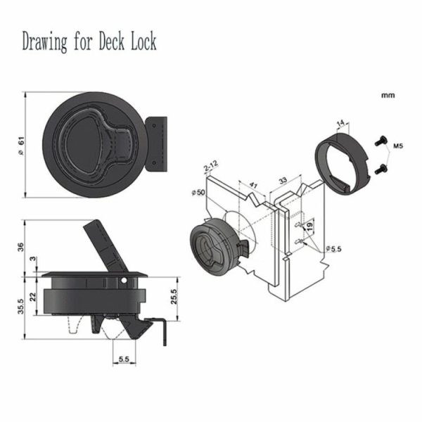 Boat Door Latch Flush for Boat Pull Latch Plastic Boat Accessories Marine Round  |  Others Motorcycle Others