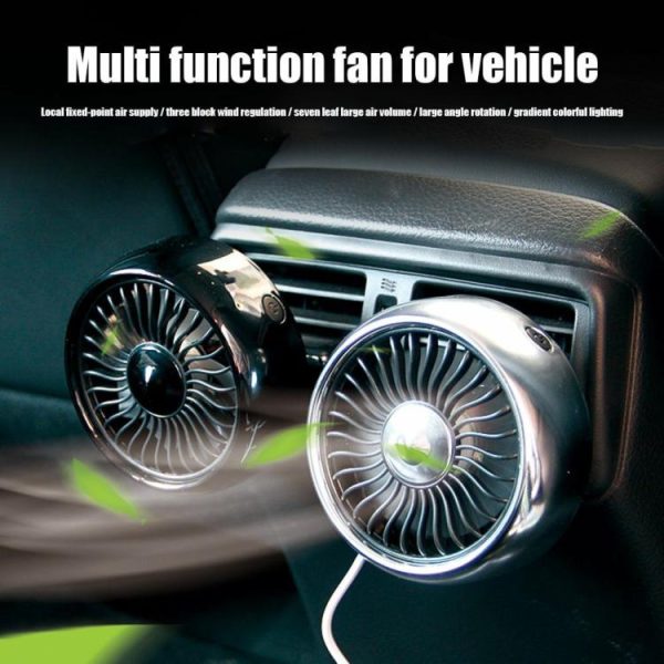 Car Fan 3-Speed 7-Blade USB Powered Air Vent Clip Fan for 12V 24V Vehicle  |  Video Players & Stereo Car Electronics Black