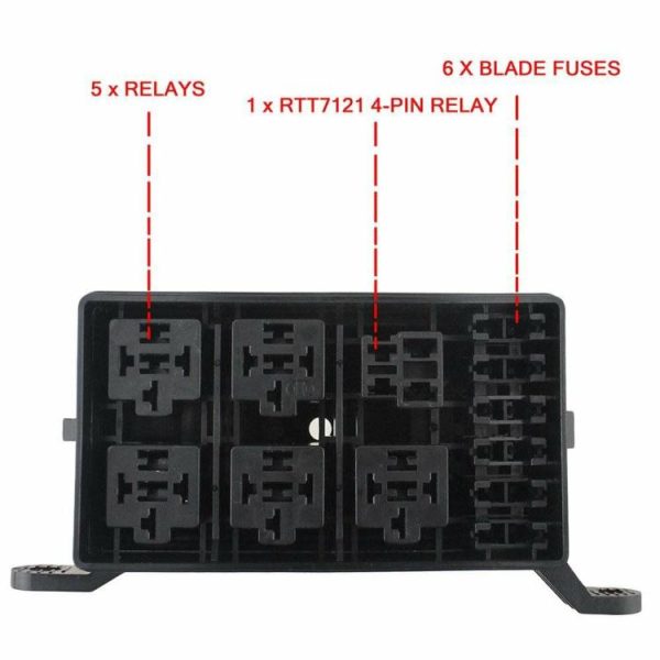 Car Fuse Box 6-Way Relay 6-Slot Blade Fuse Holder Box for Car Automotive Marine  |  Others Motorcycle Others