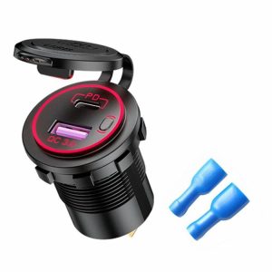 Car Motorcycle Dual USB Charger PD + Quick Charge 3.0 USB Charger Socket  |  Motorcycle Electronics Motorcycle Green