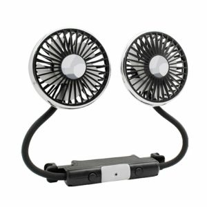 Car Seat Back Cooling Fan with Light 360 Rotation Powerful Car Fan Dual Head Fan  |  Car Charger Car Charger Car Charger