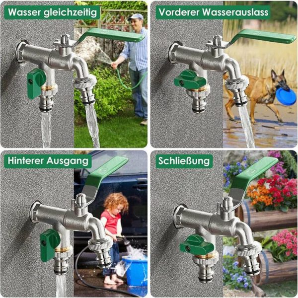 Double Garden Faucet Connector Brass Mixer Faucet for Garden Drinking Water Farm  |  Others Motorcycle Others