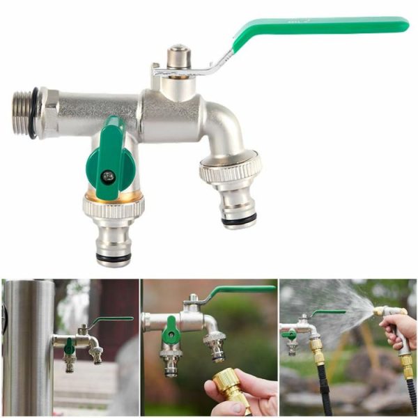 Double Garden Faucet Connector Brass Mixer Faucet for Garden Drinking Water Farm  |  Others Motorcycle Others