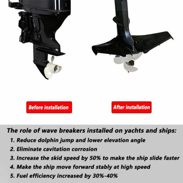 Hydrofoil Stabilizer Black Dual Fin Outboards for 4-50 HP Yachat Wave Board  |  Others Motorcycle Others