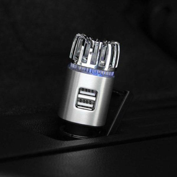 JO-6291 Car Air Purifier Ionizer Dual USB Charger Deodorizer Oxygen Bar  |  Humidifier & Purifier Car Electronics Black