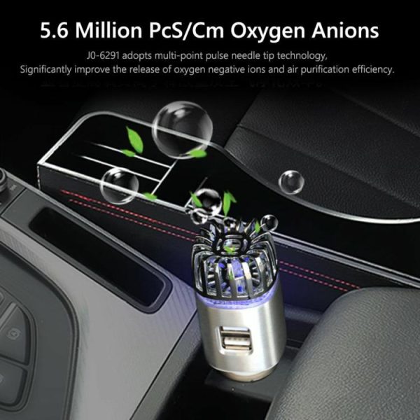 JO-6291 Car Air Purifier Ionizer Dual USB Charger Deodorizer Oxygen Bar  |  Humidifier & Purifier Car Electronics Black